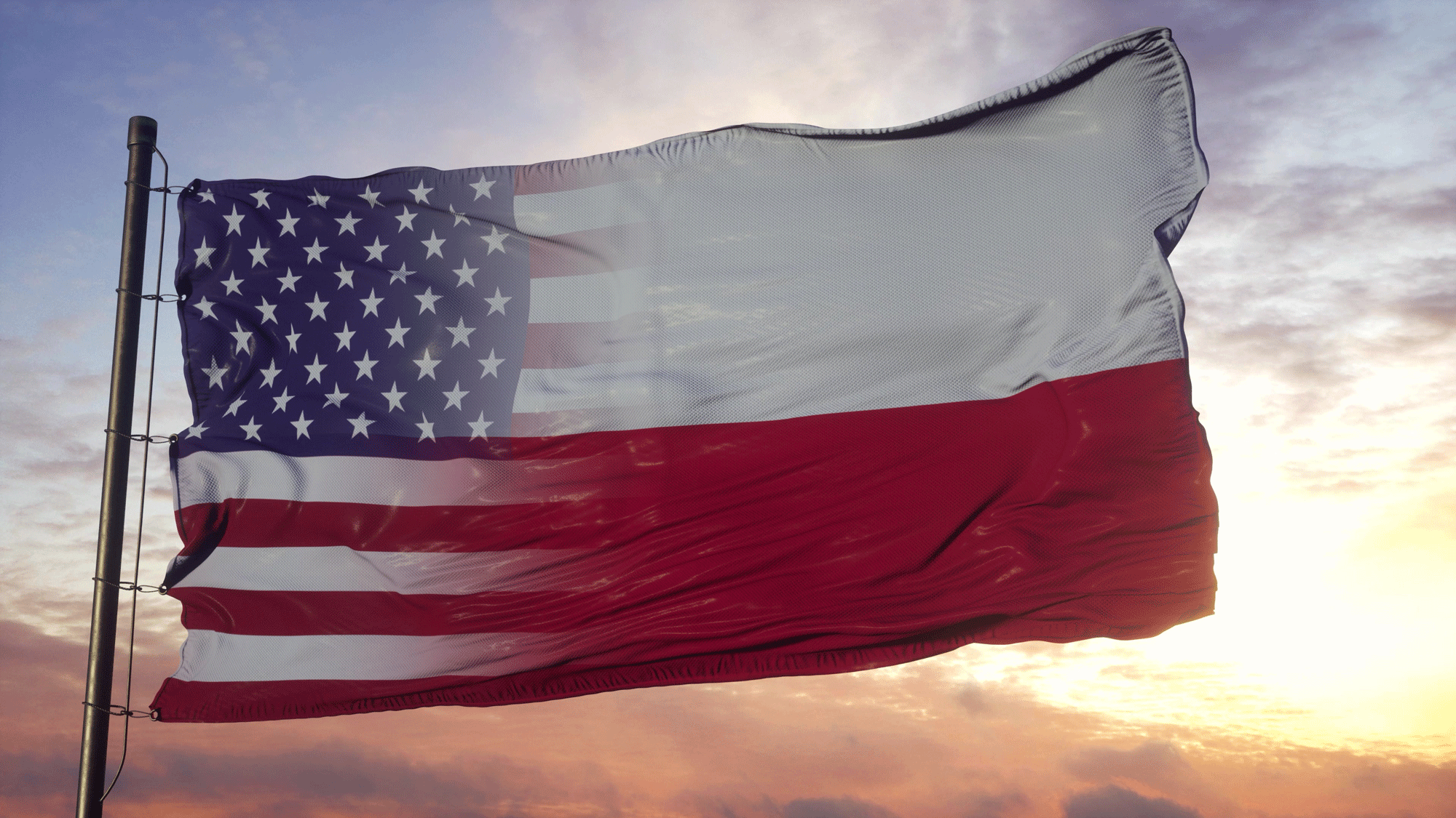 American and Polish flag